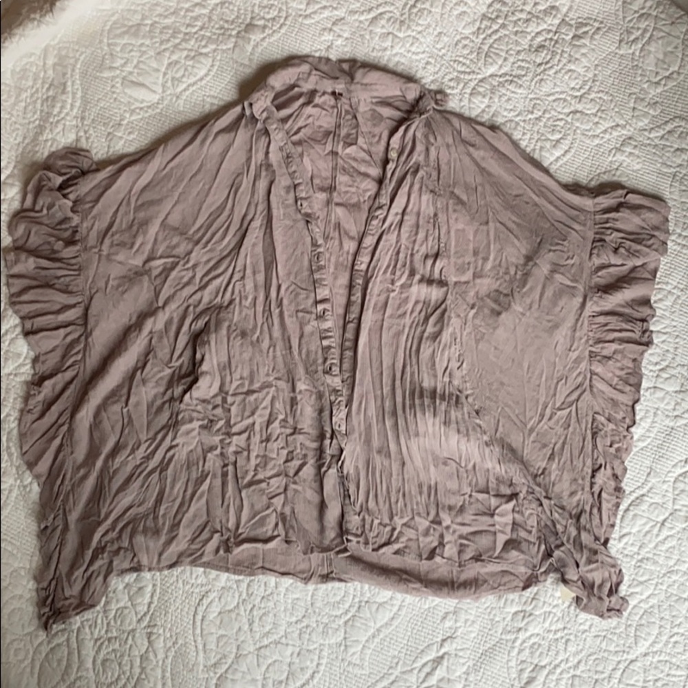 FREE PEOPLE flowy button-up ruffle accent top